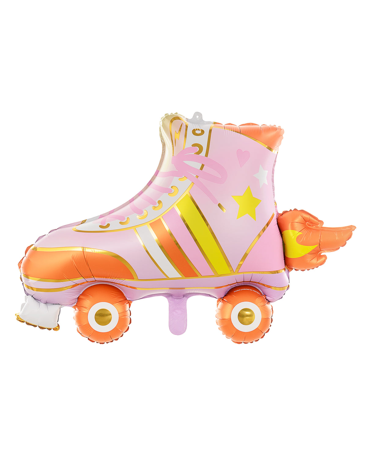 Ballon aluminium patin à roulette rose et orange avec motif flamme