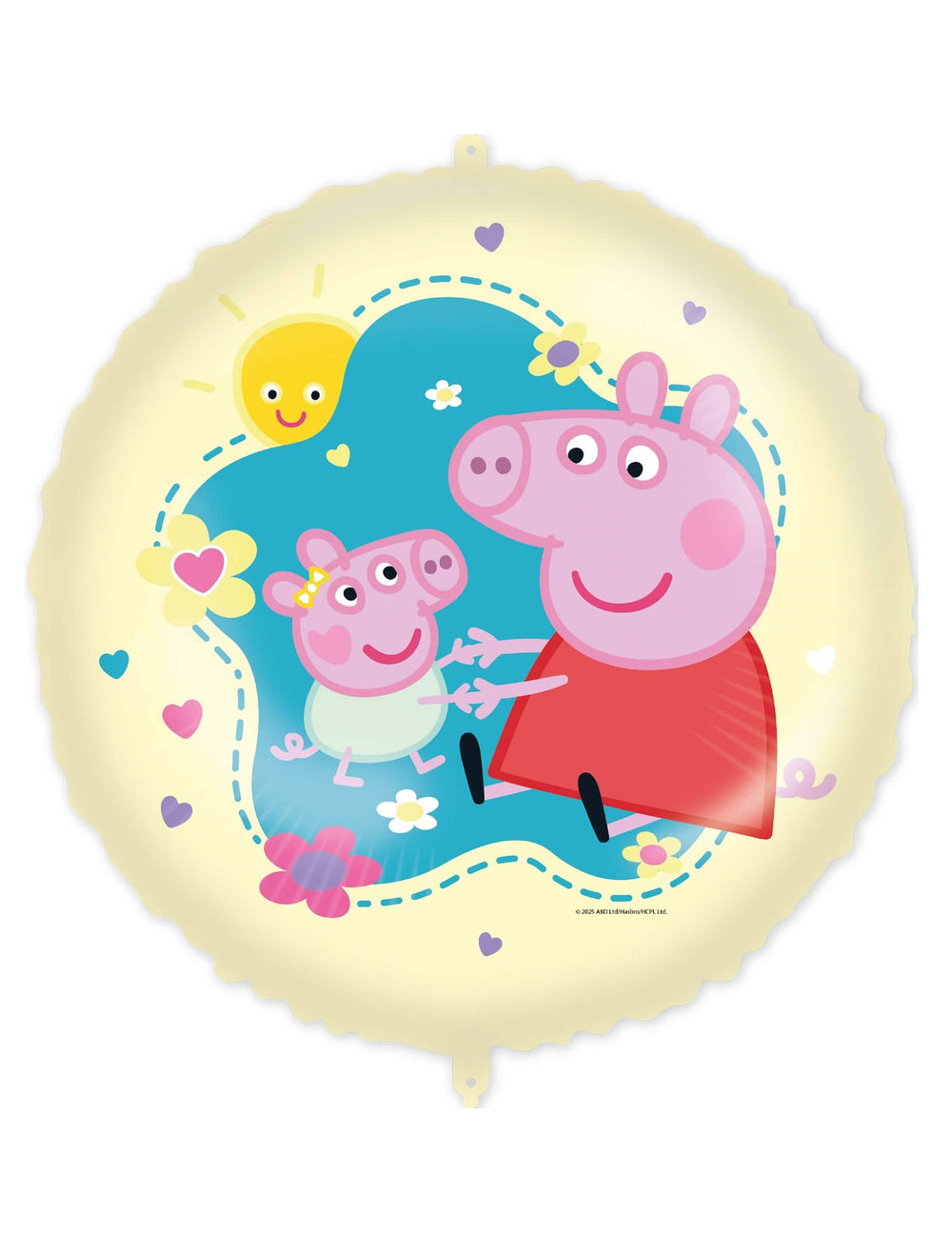Balon din aluminiu Peppa Pig pentru copil galben cu motive flori și soare