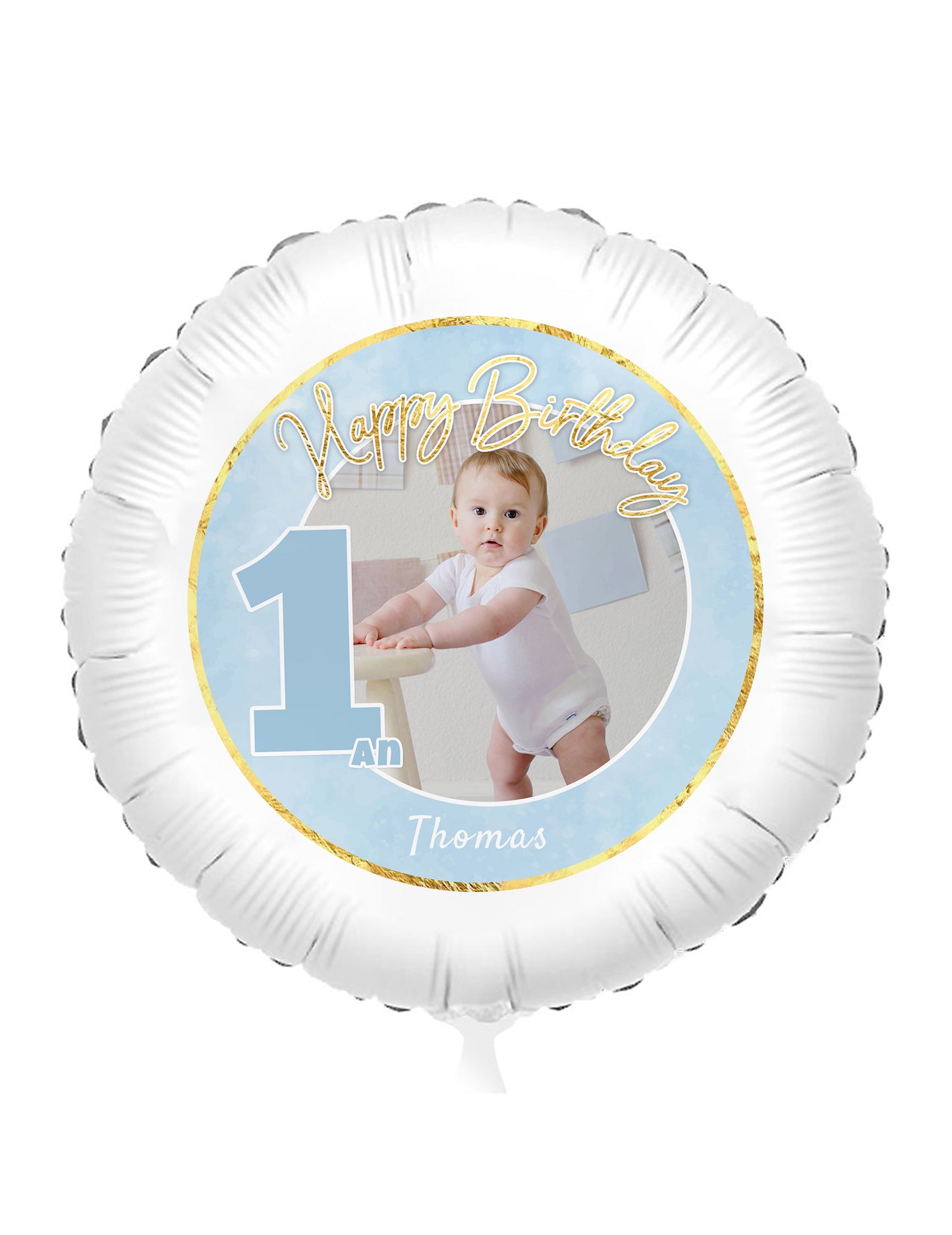 Balon din aluminiu personalizabil 1 an, albastru și auriu, 50 cm
