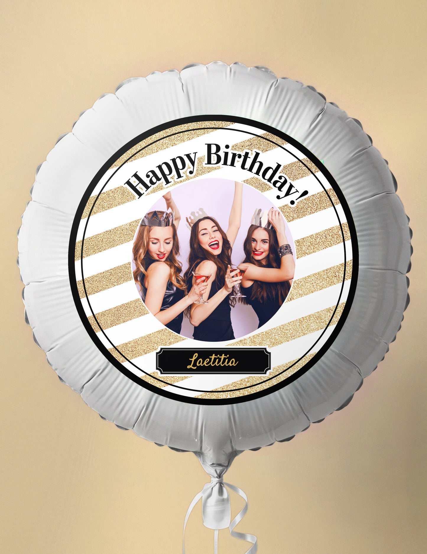 Balon din aluminiu personalizabil Negru și auriu 50 cm