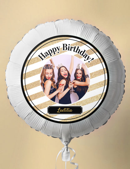 Balon din aluminiu personalizabil Negru și auriu 50 cm