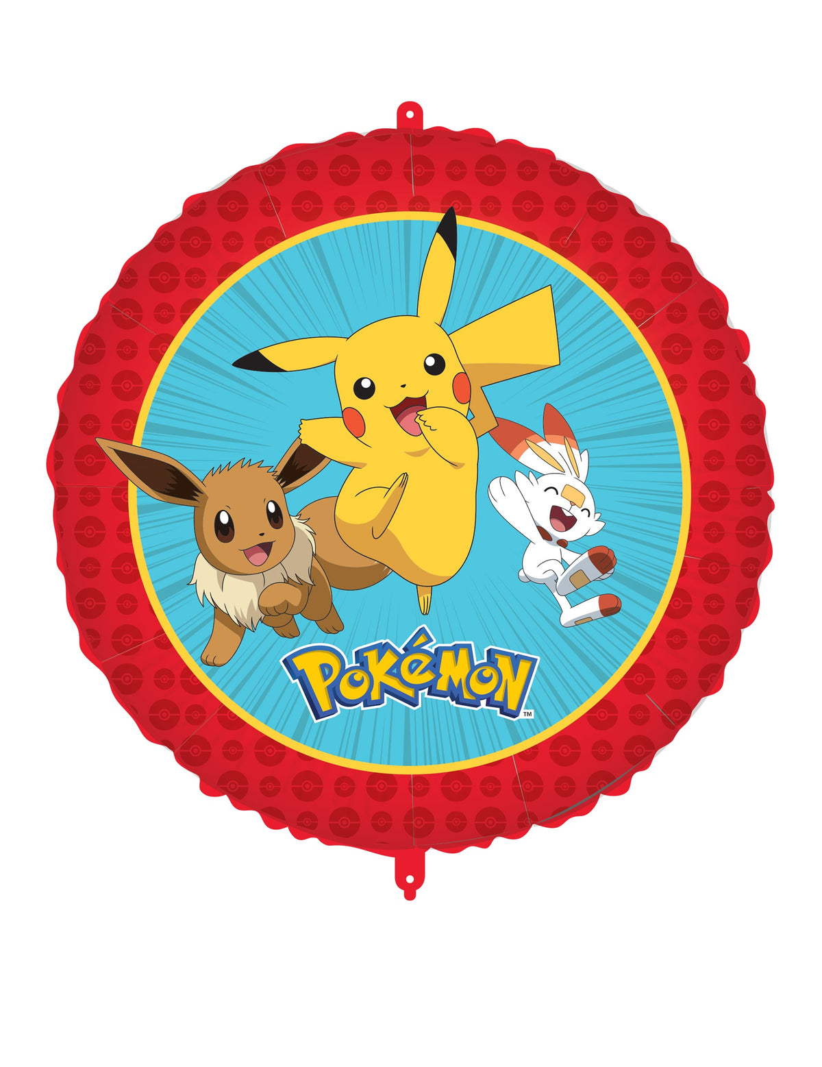 Ballon aluminium Pokémon Next Generation pour enfant rouge et bleu avec Pikachu Évoli et Flambino