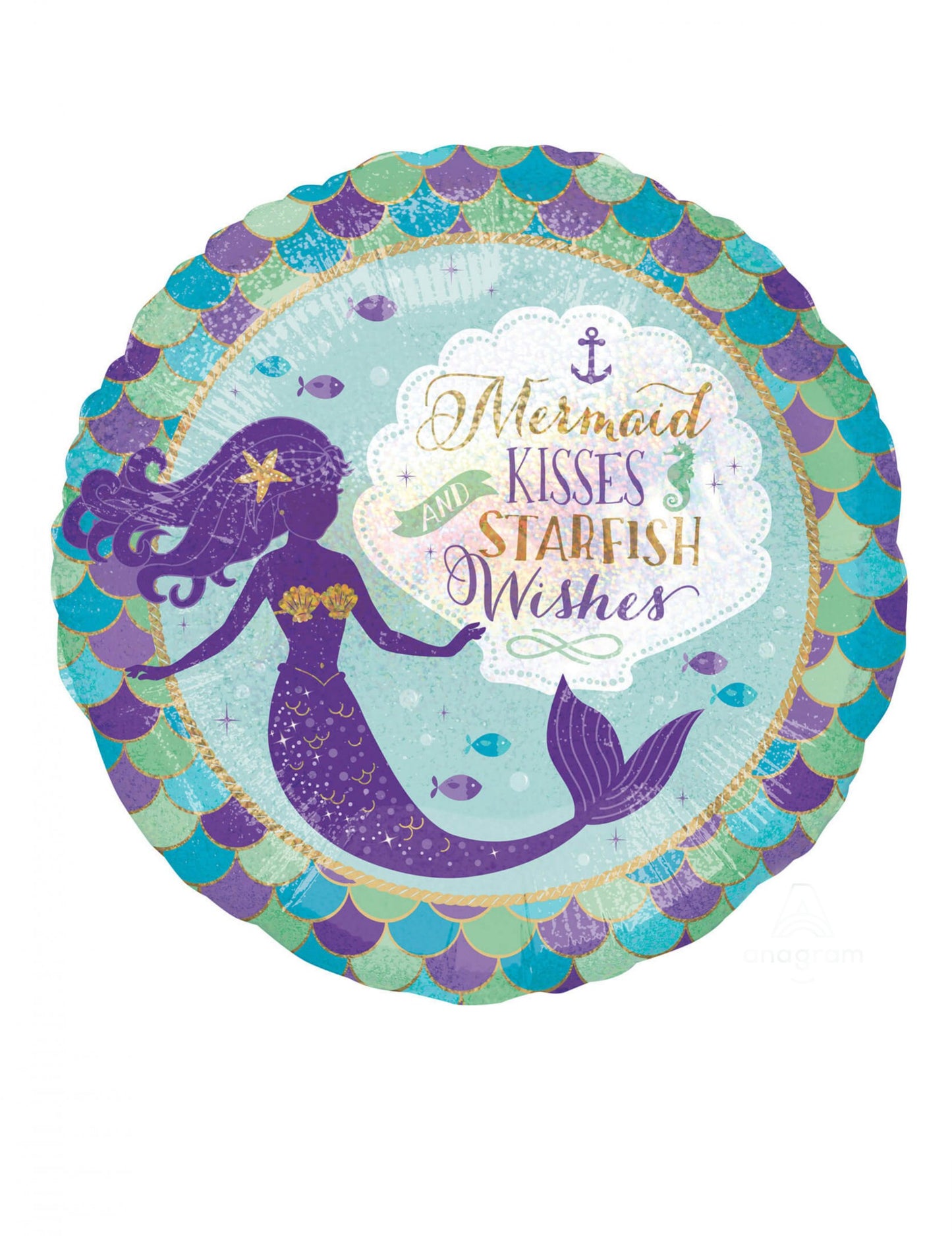 Ballon aluminium rêves de sirène 45 cm pour anniversaire