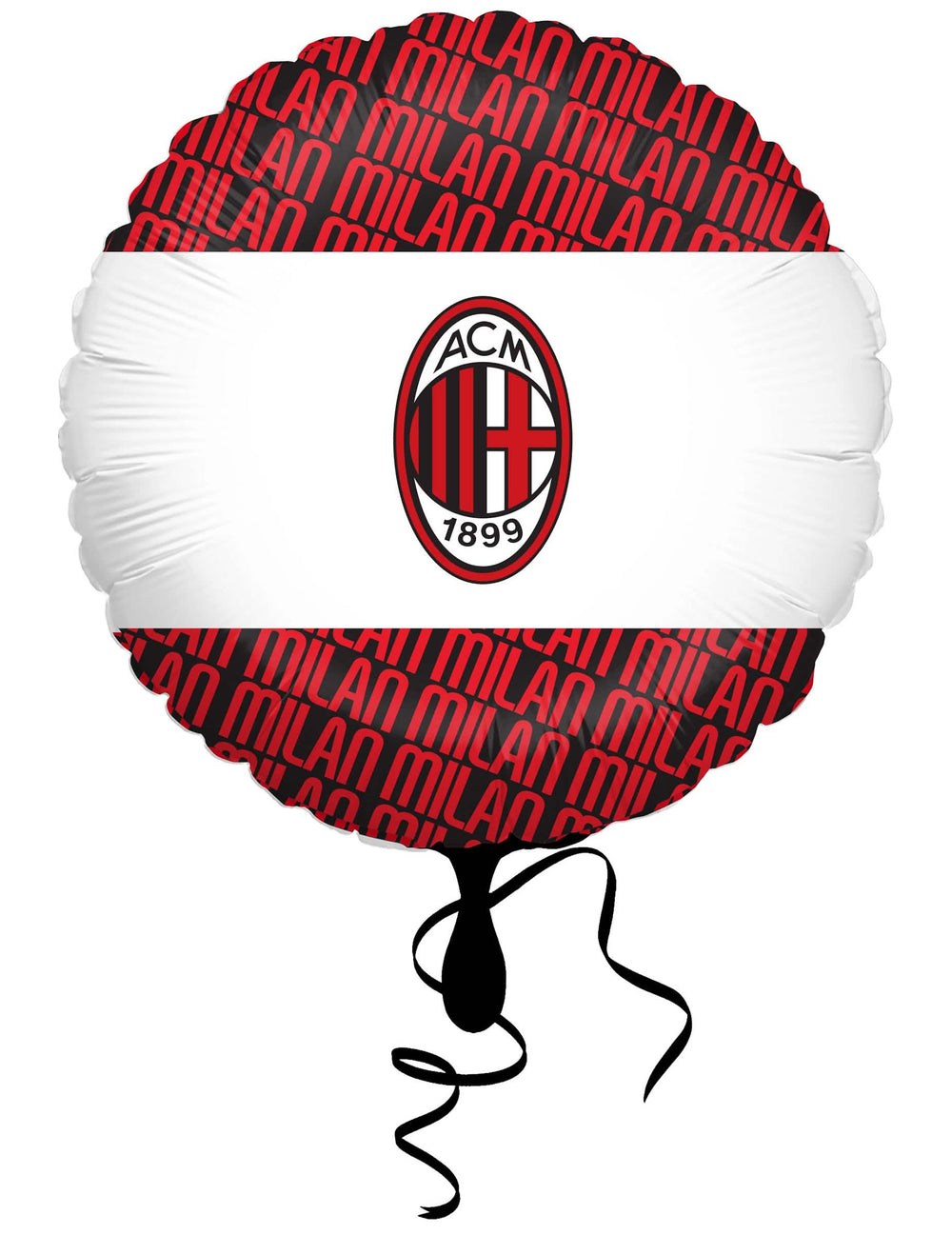 Balon din aluminiu rotund ac milan roșu alb și negru