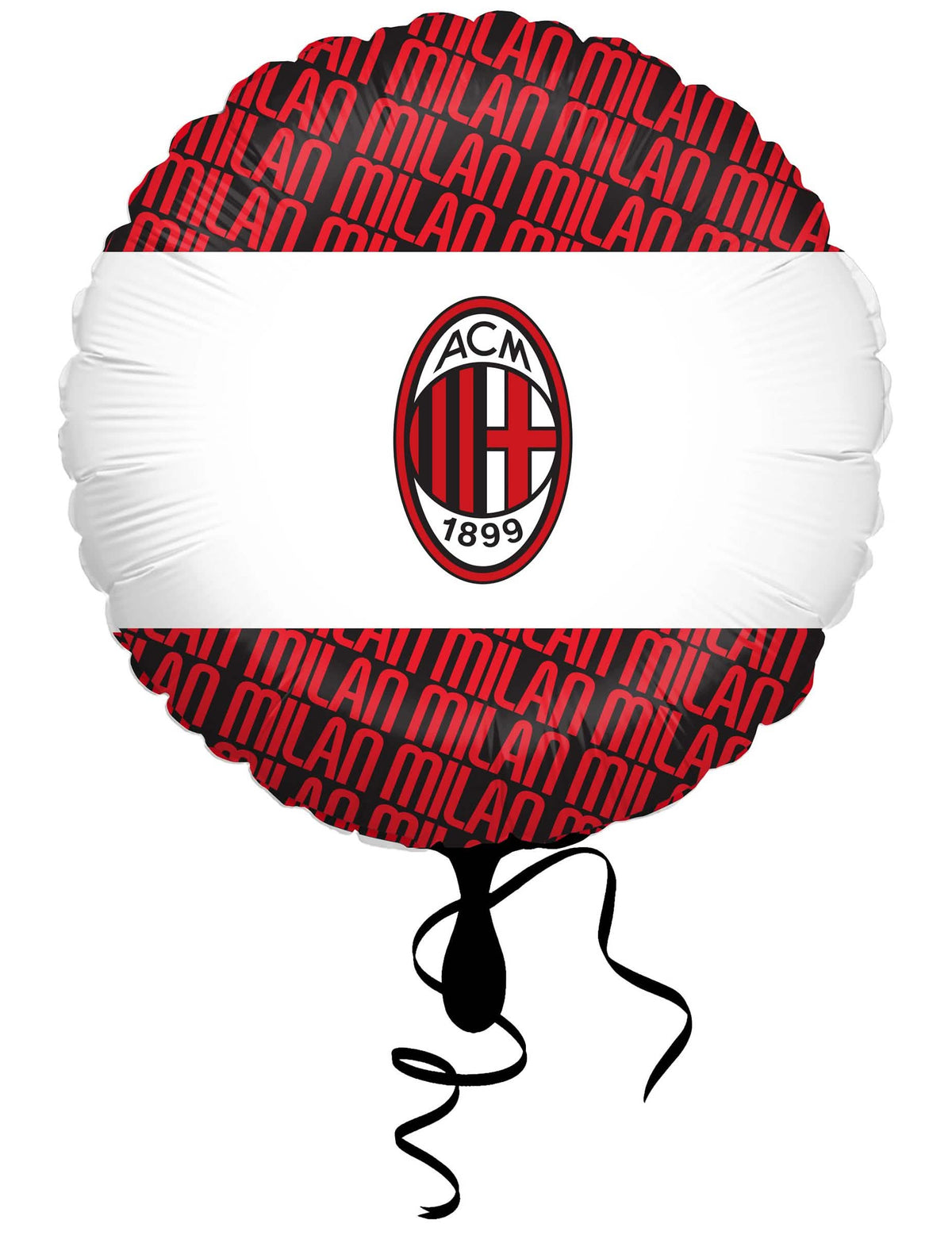 Balon din aluminiu rotund ac milan roșu alb și negru