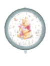 Ballon aluminium rond Winnie l'ourson pour enfant blanc et vert sauge avec Porcinet