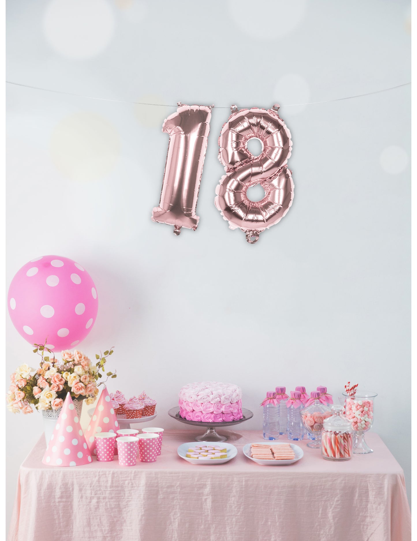 Ballonul metalic din aluminiu roz numărul 36 cm