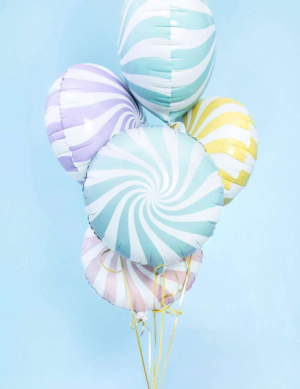 Ballon aluminium sucette pour décoration de fête turquoise et blanc