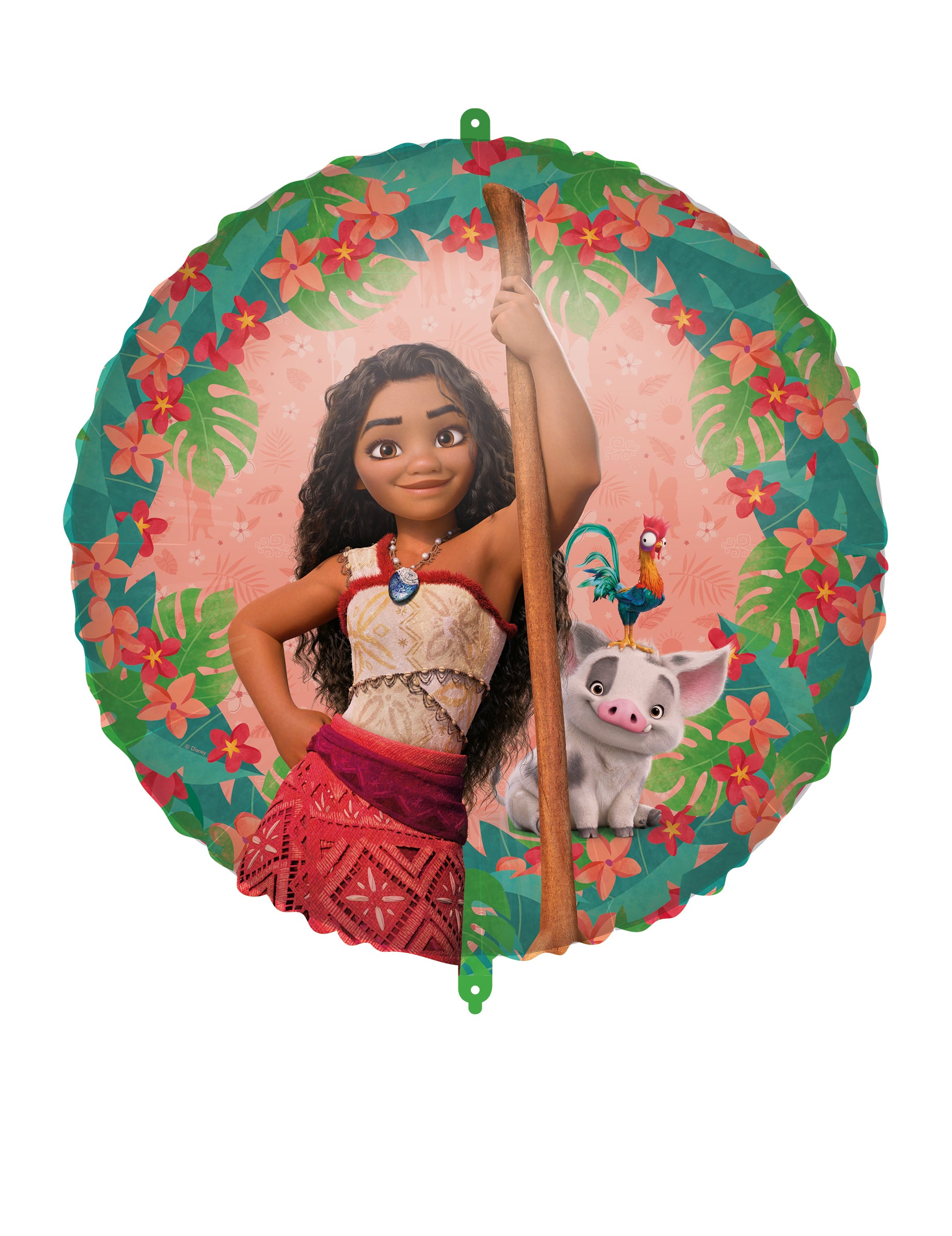 Ballon aluminium Vaiana 2 pour enfant rond avec Pua et Hei Hei