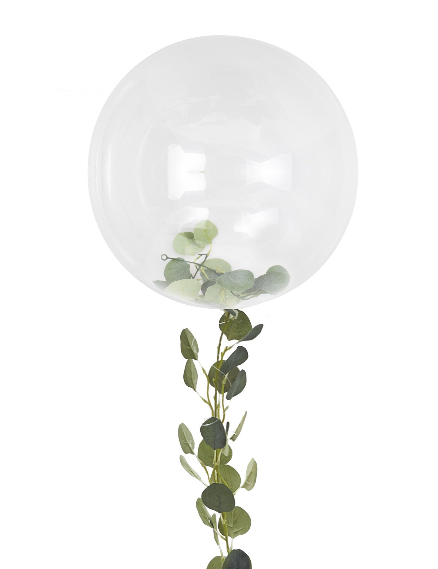 Ballon bulle mariage nature pour fête transparent avec guirlande de feuilles vertes
