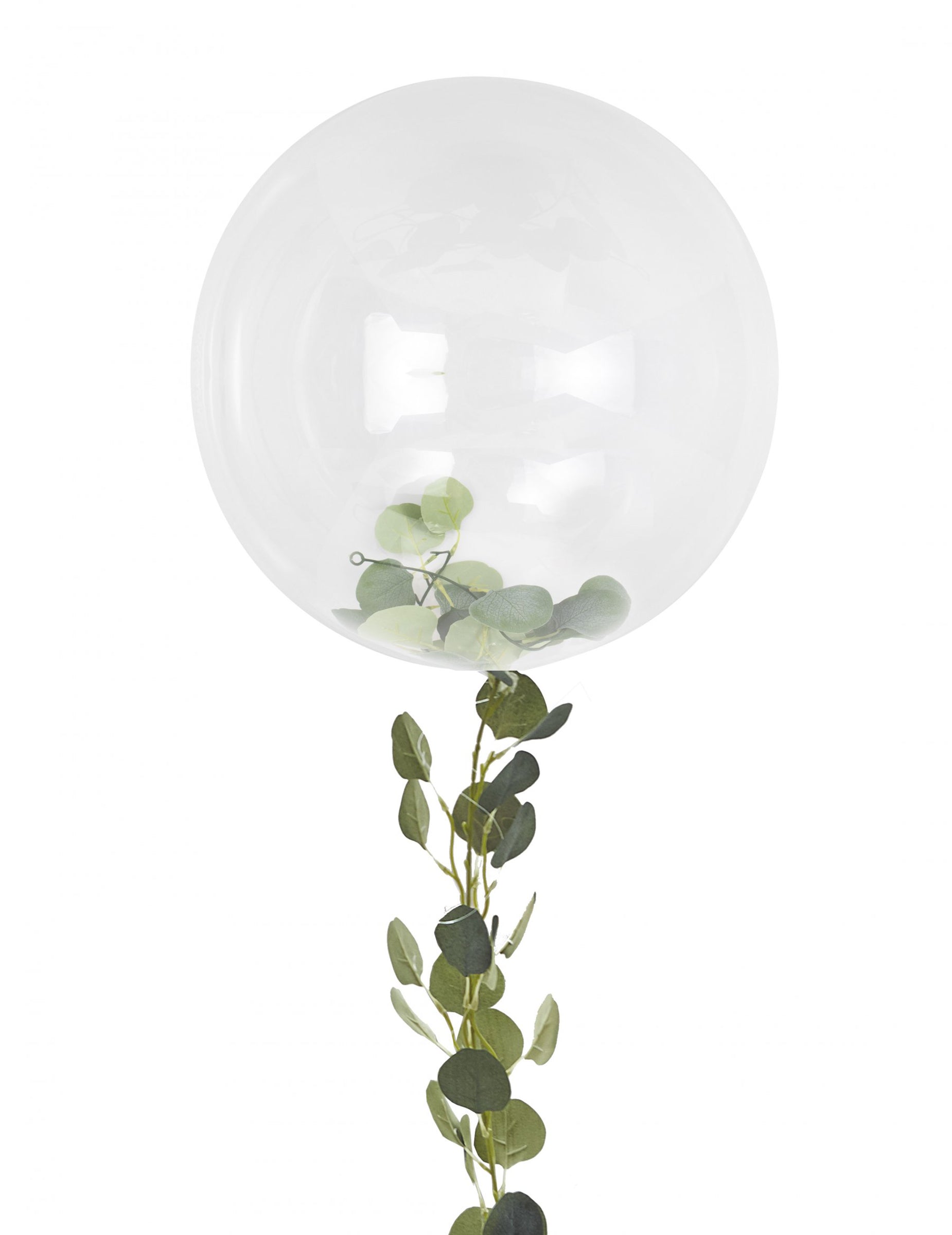 Ballon bulle mariage nature pour fête transparent avec guirlande de feuilles vertes