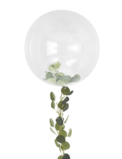 Ballon bulle mariage nature pour fête transparent avec guirlande de feuilles vertes