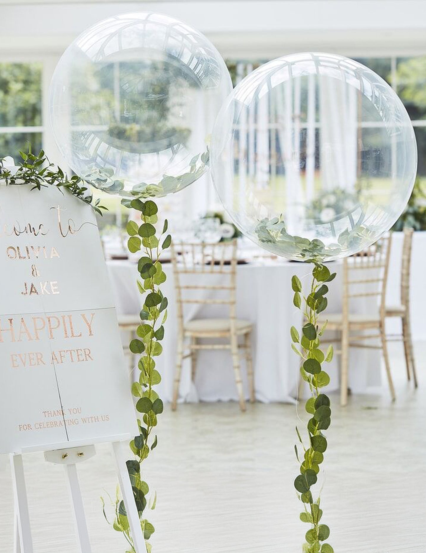 Mise en situation décorative du ballon bulle mariage nature