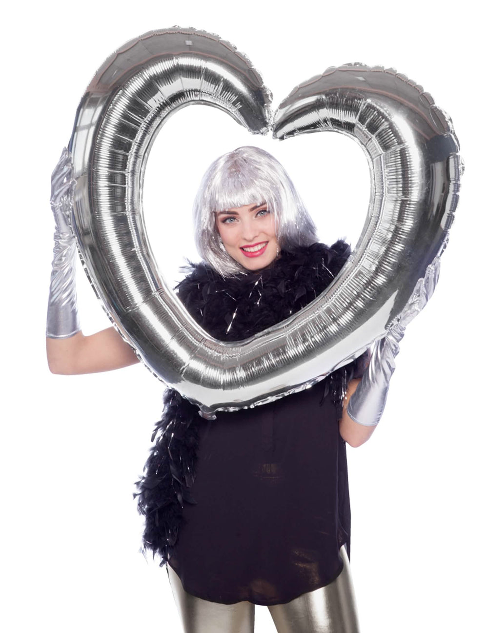 Ballon cadre en forme de coeur pour adulte argent