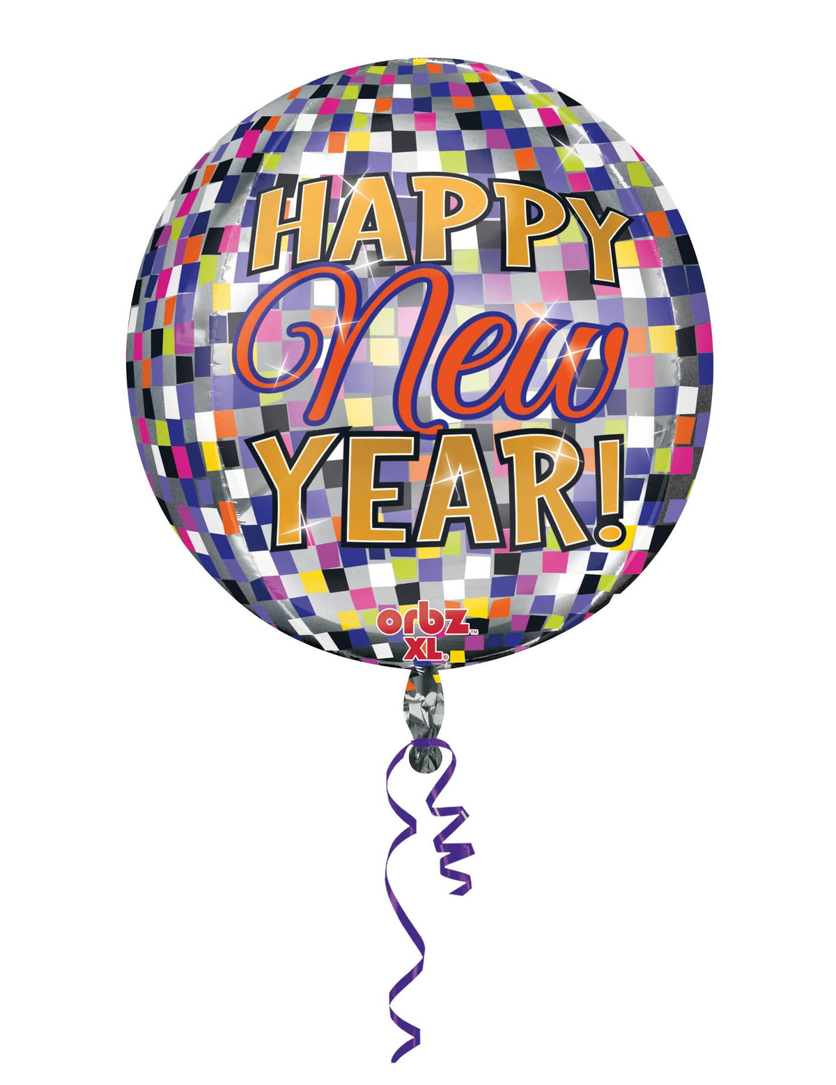 Ballon aluminium Nouvel An pour fête multicolore style boule disco