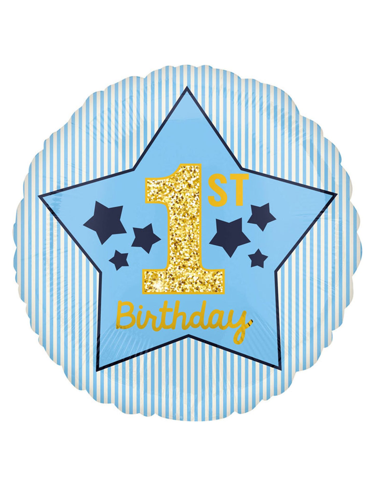 Balon folie albastru cu stea pentru prima aniversare 43 cm pentru băiat