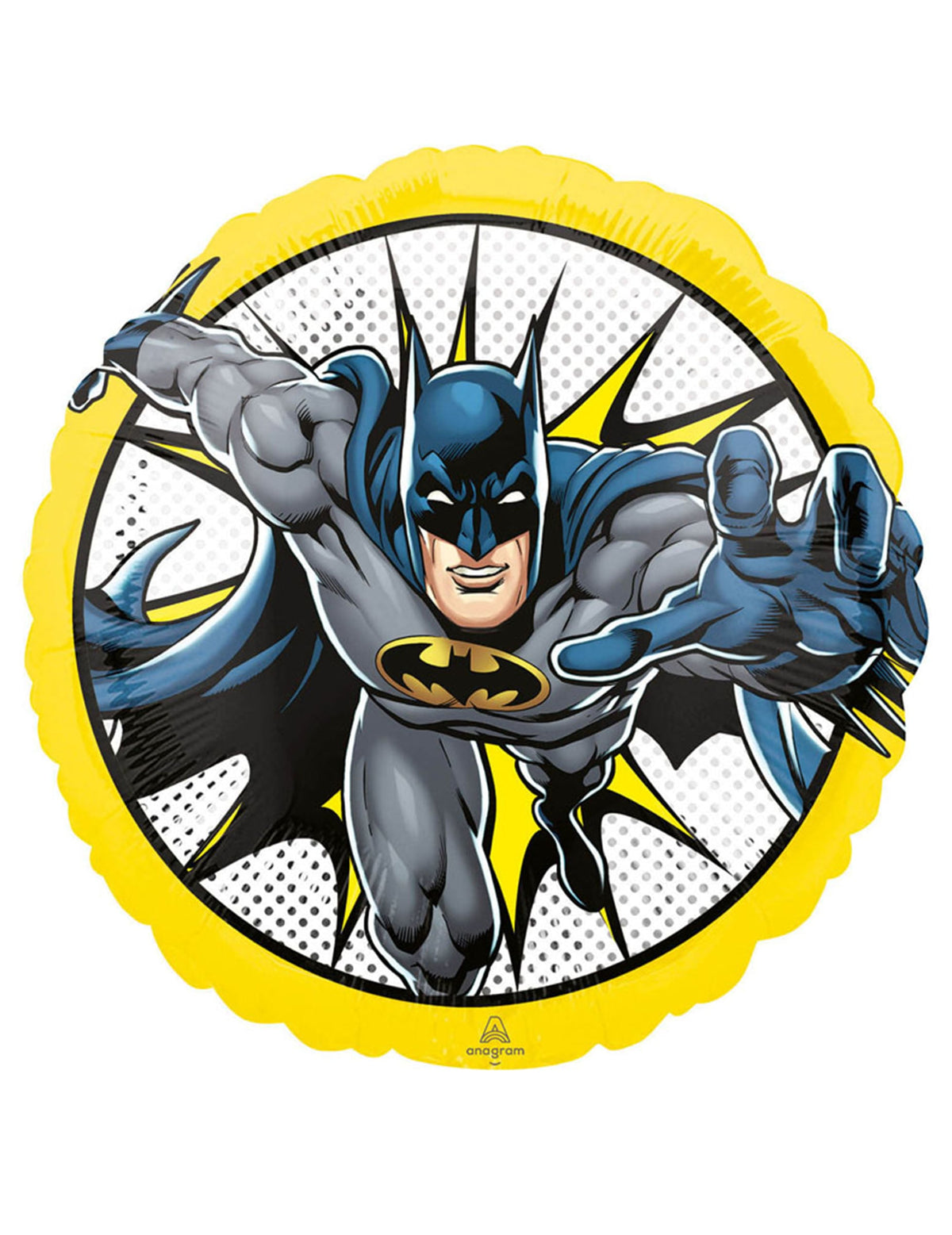 Ballon en aluminium Batman comics jaune et bleu