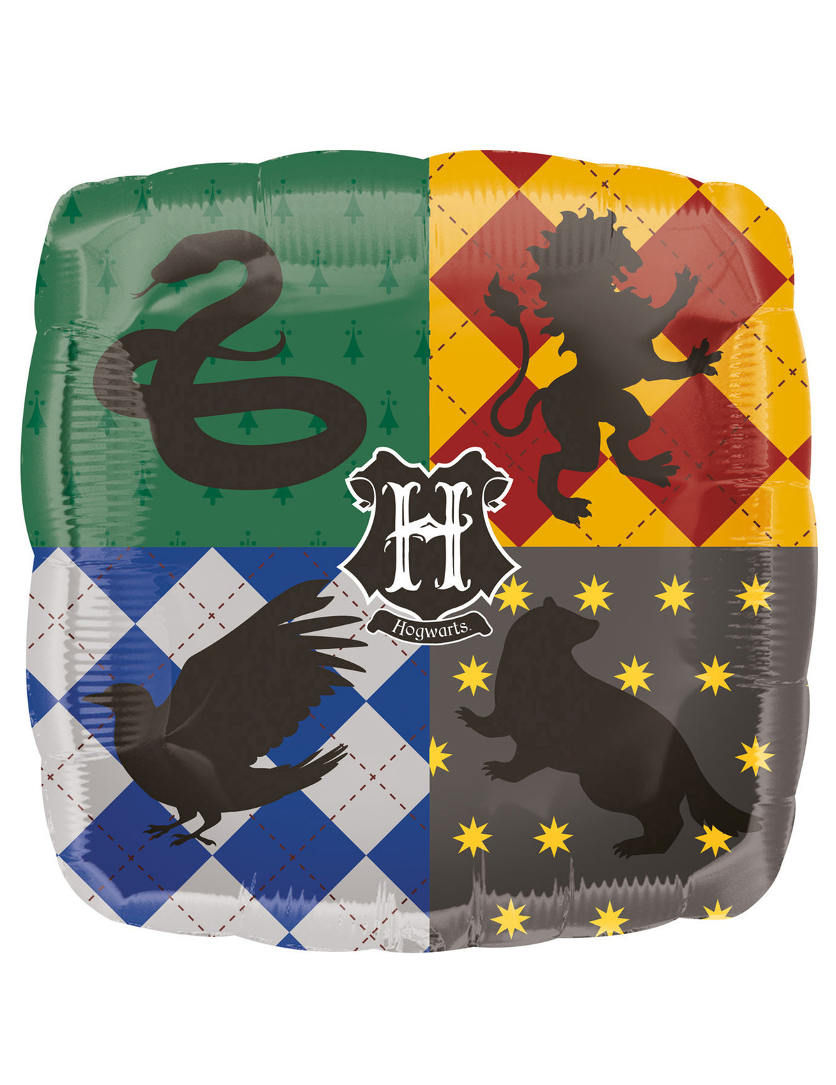 Ballon en aluminium carré blasons maisons Poudlard Harry Potter multicolore