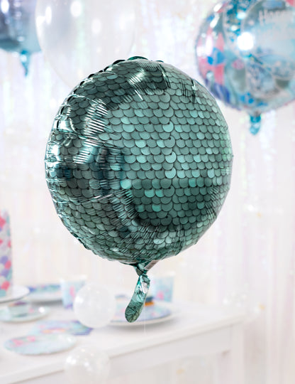 Bilă de aluminiu cu solzi albaștri 43 cm temă sirenă