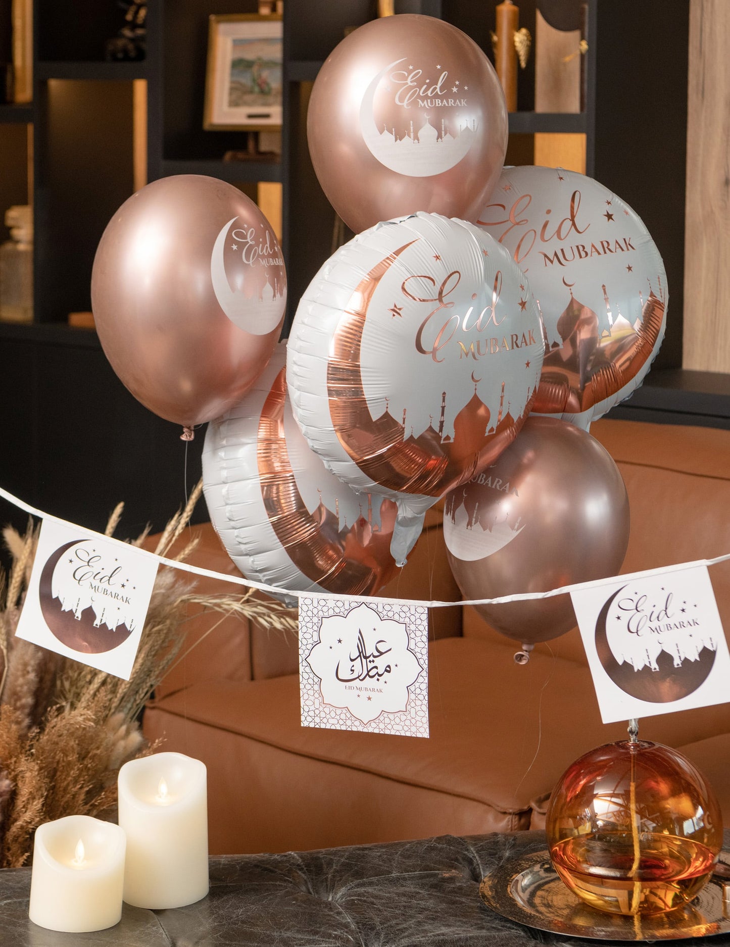 Mise en situation du ballon en aluminium Eid Mubarak