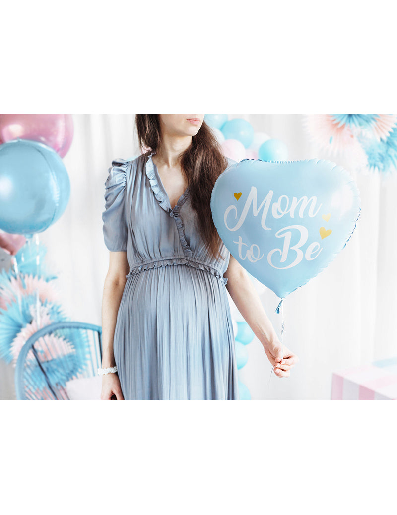 Ballon en aluminium glossy bleu mum to be 35 cm en coeur