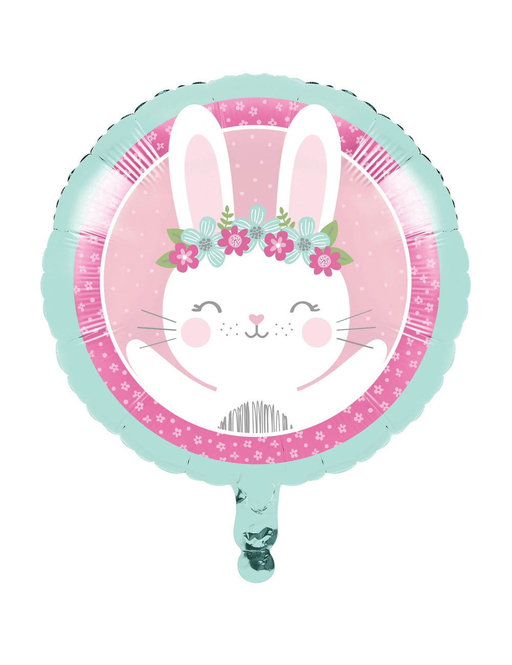 Balon din aluminiu mic iepuri pentru decorațiunea de baby shower roz și verde mentă cu coroană de flori