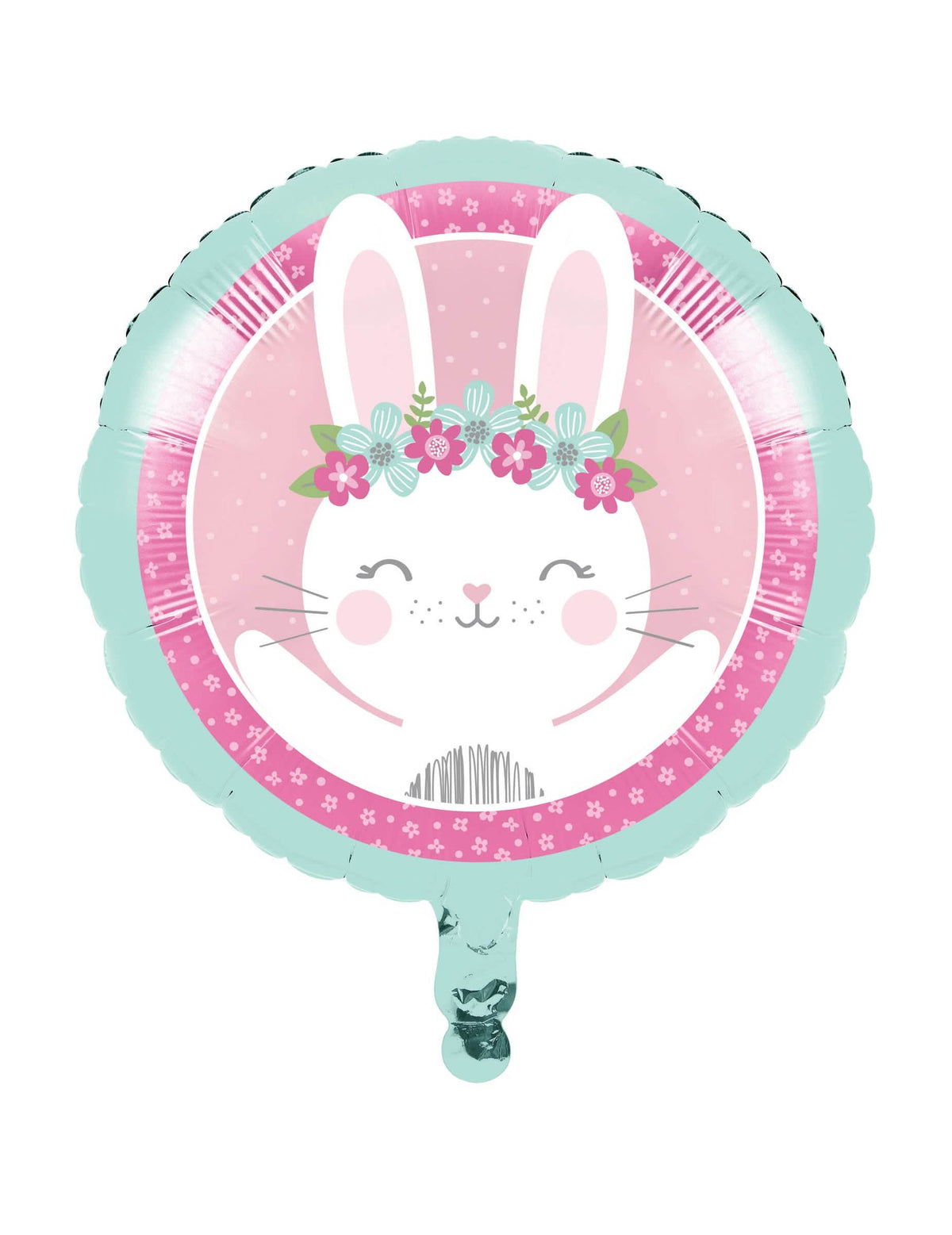 Balon din aluminiu mic iepuri pentru decorațiunea de baby shower roz și verde mentă cu coroană de flori