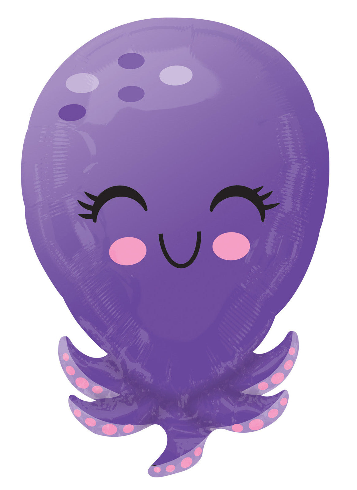 Ballon en aluminium pieuvre pour décoration anniversaire violette souriante