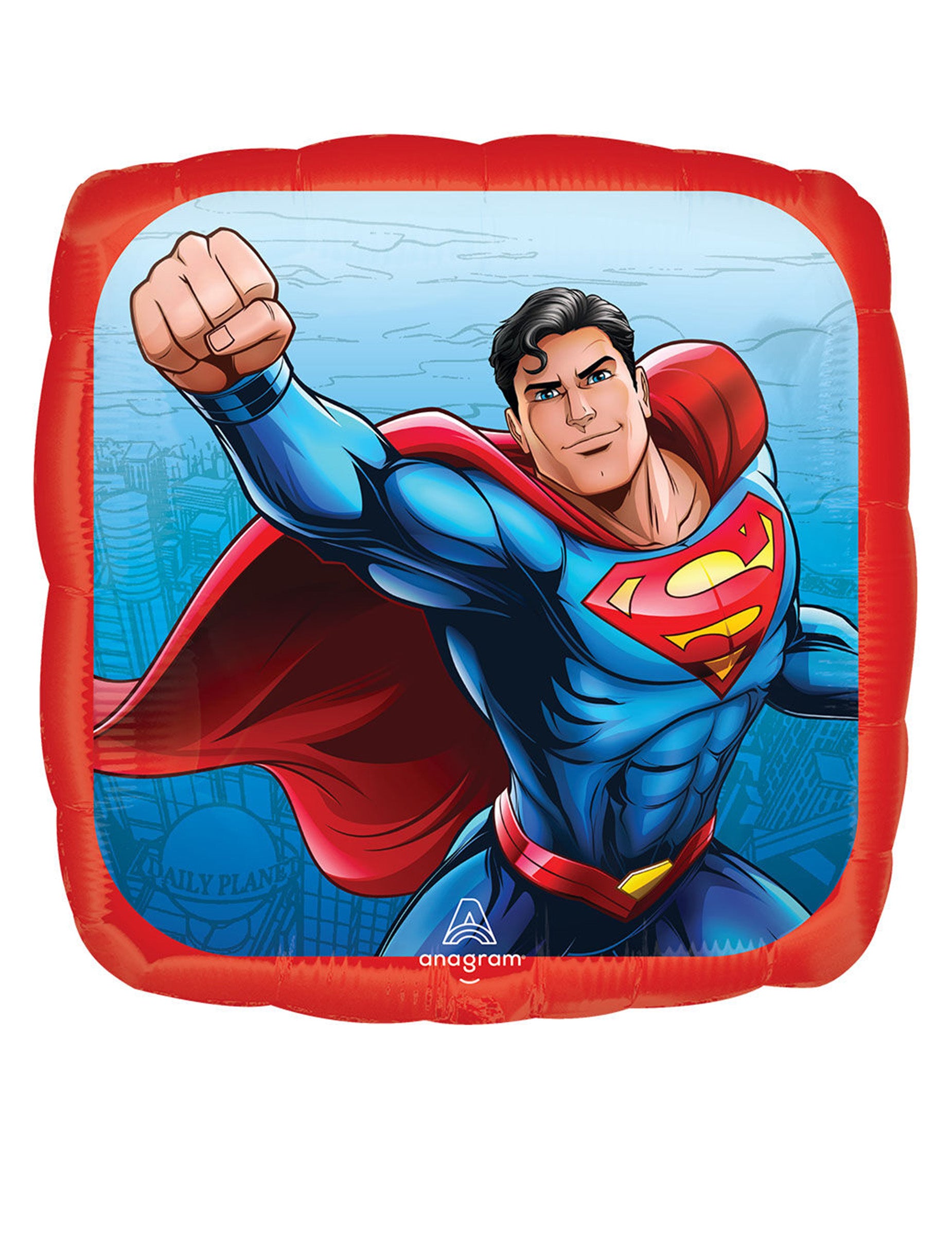 Ballon en aluminium Superman pour fête rouge de forme carrée
