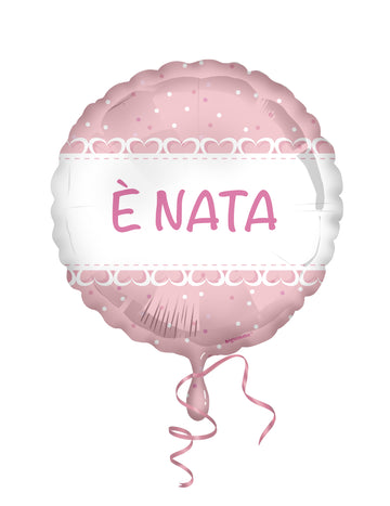 Balon folie 45 cm S-a născut cu inimioare roz