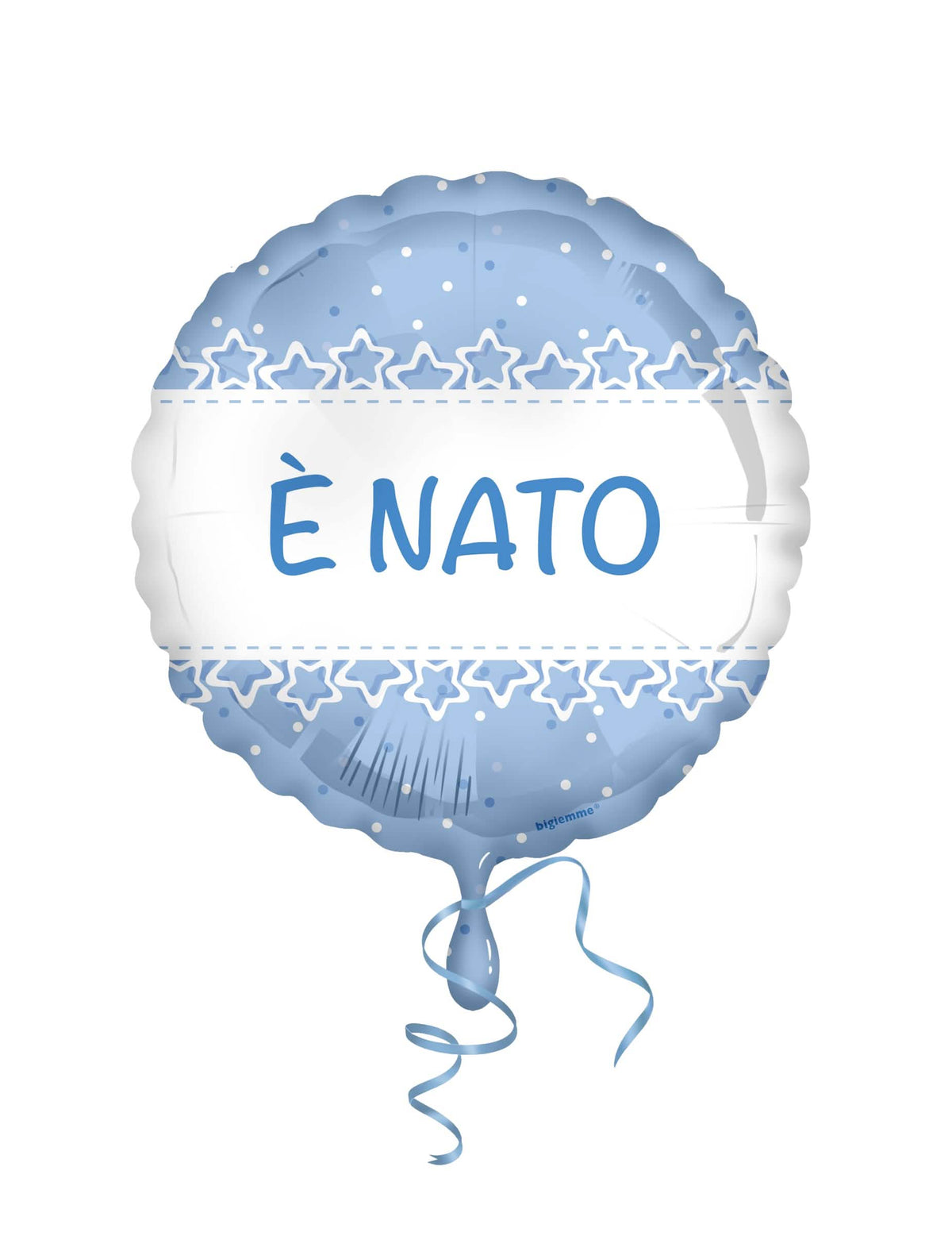 Balon din folie cu stele pentru botez, pentru băiat, albastru deschis, cu inscripția È NATO