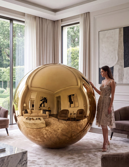 Balon gigant bilă oglindă aurie 200 cm