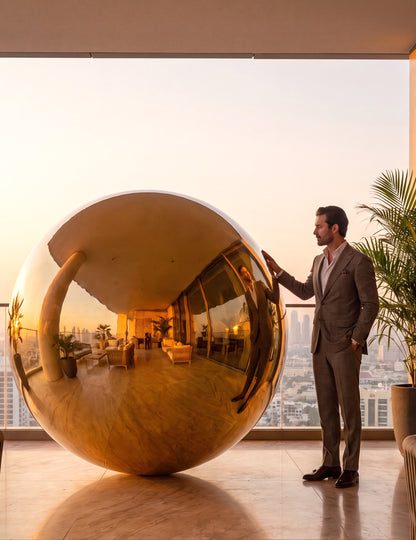 Balon gigant bilă oglindă aurie 200 cm