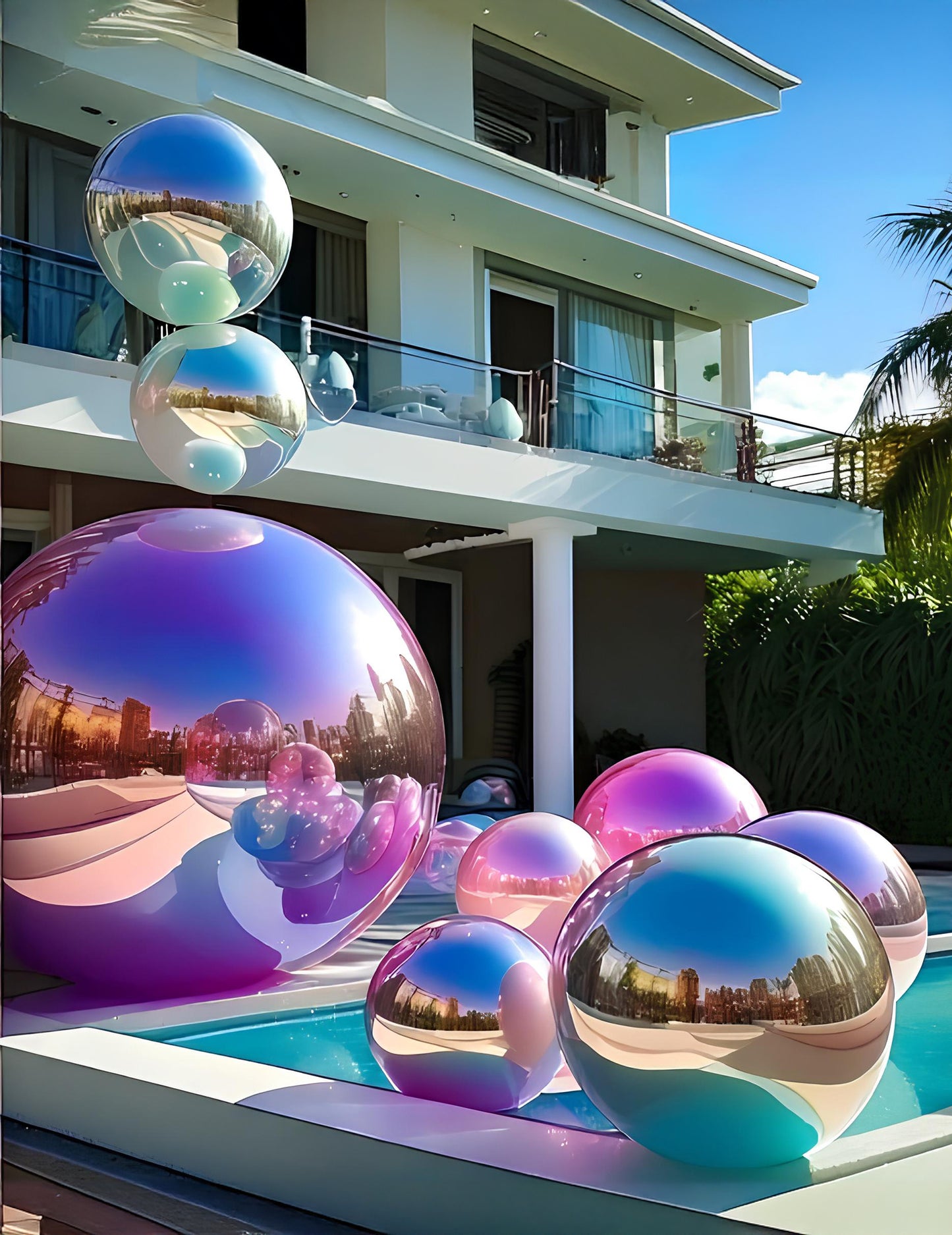 Ballon géant boule miroir iridescente 100 cm