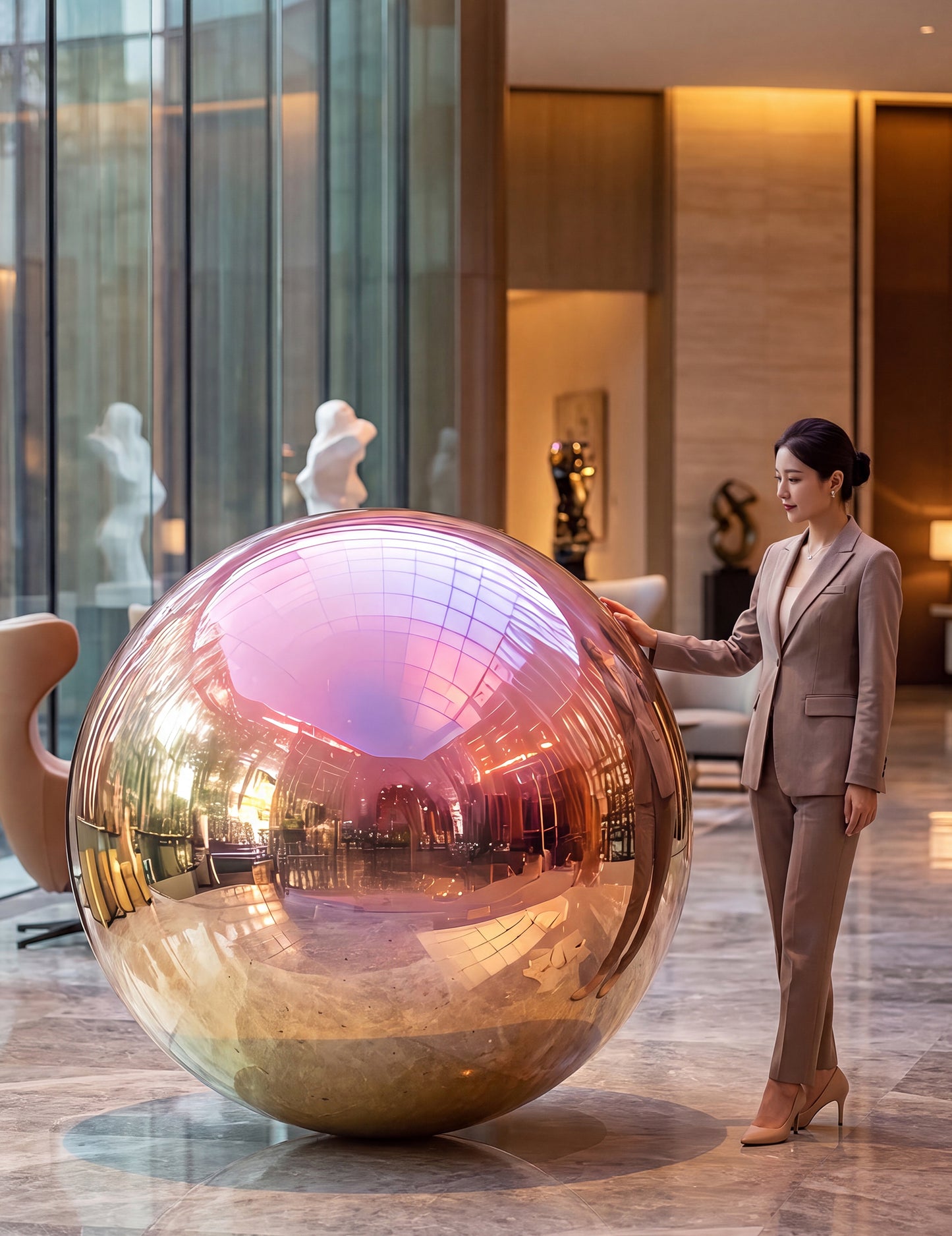 Balon gigant sferă oglindă iridescent 150 cm