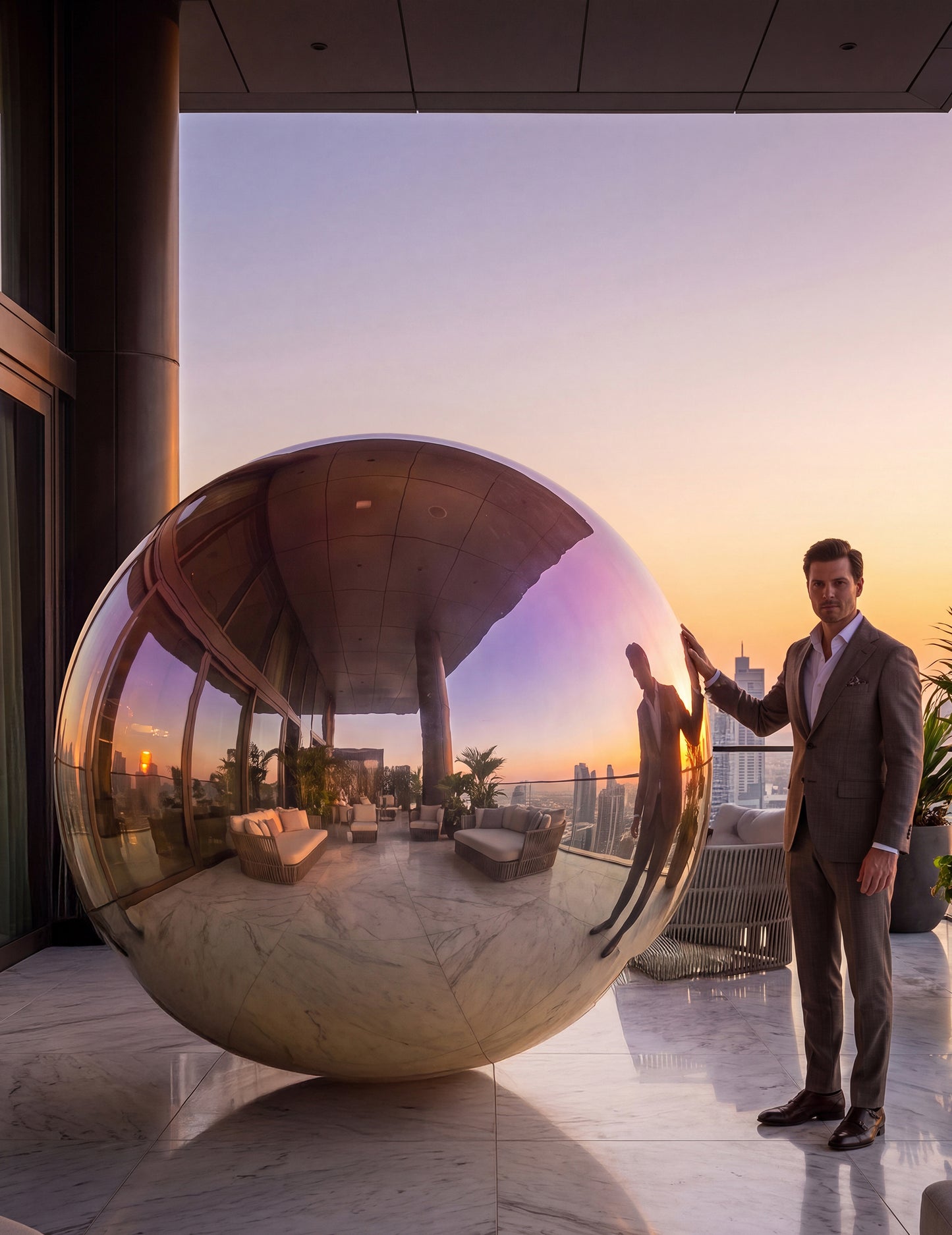 Balon gigant bilă oglindă iridescentă 200 cm