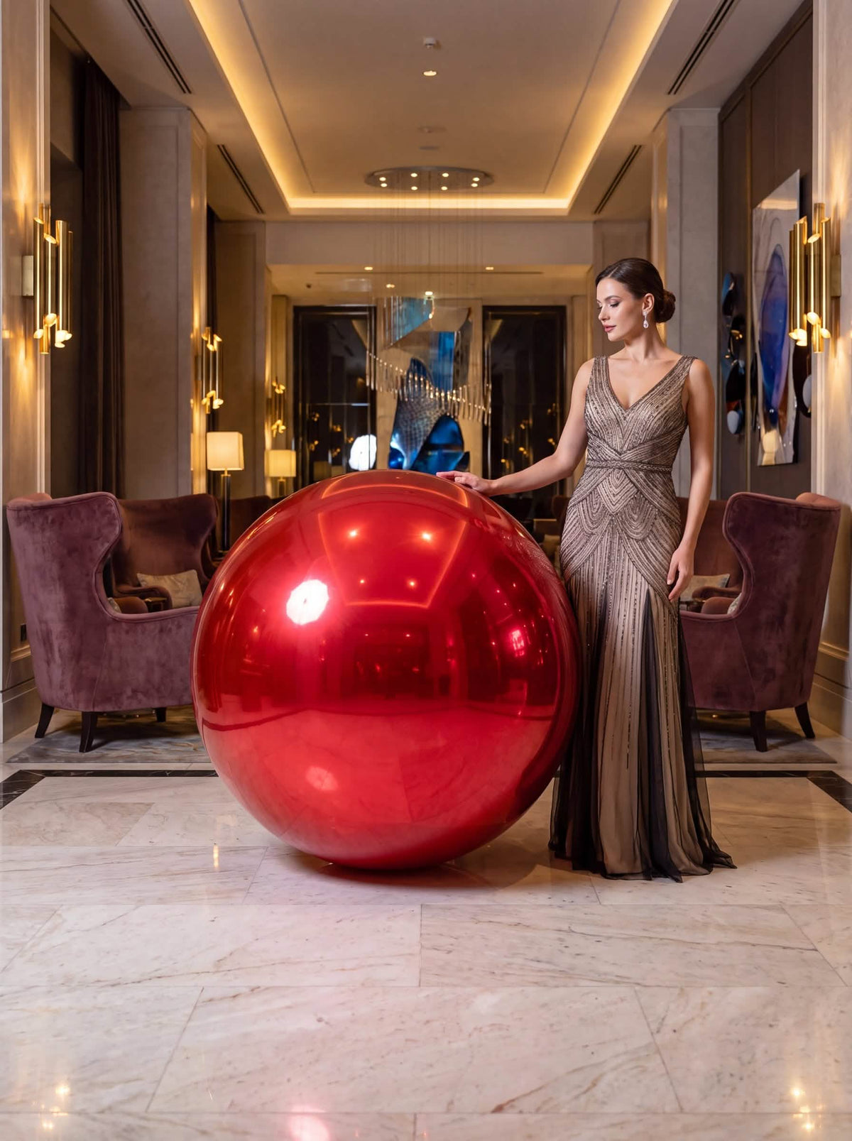 Balon gigant bilă oglindă roșie 100 cm