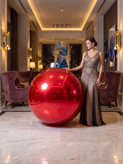 Balon gigant bilă oglindă roșie 100 cm