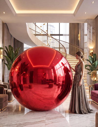 Balon gigant glob oglindă roșu 200 cm