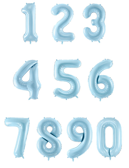 Ballon géant chiffre bleu pastel 86 cm en aluminium