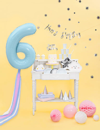 Ballon géant chiffre bleu pastel 86 cm en aluminium