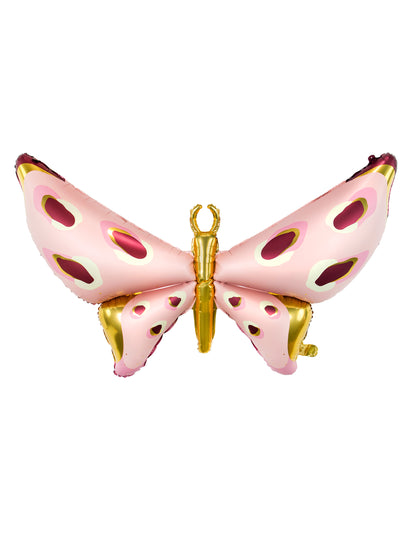 Minge gigantică din aluminiu în formă de fluture 120 x 87 cm roz și auriu