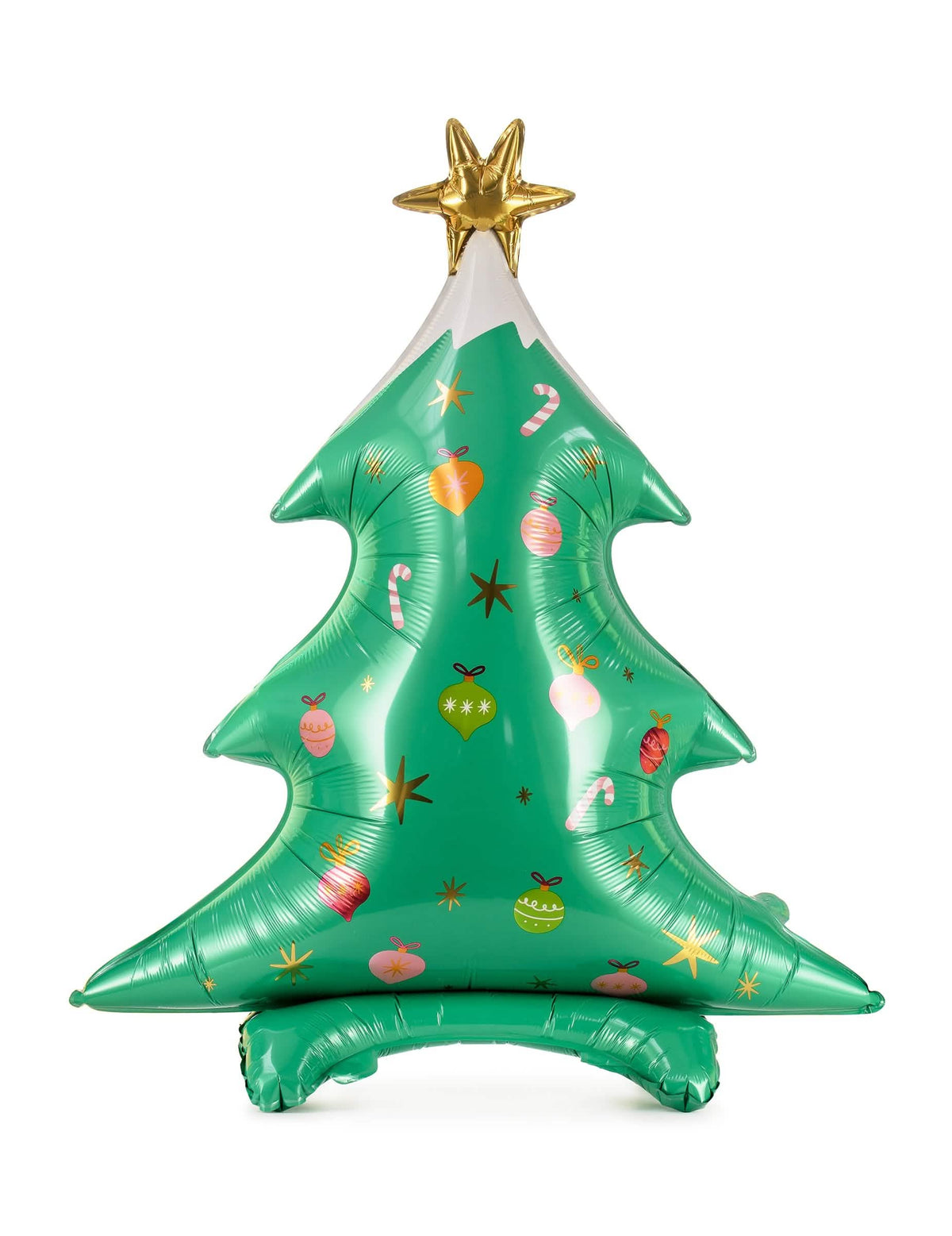 Balon uriaș din aluminiu brad de crăciun pentru decor verde cu motive și stea aurie