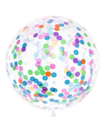 Confetti multicolore cu balon gigant transparent 1m