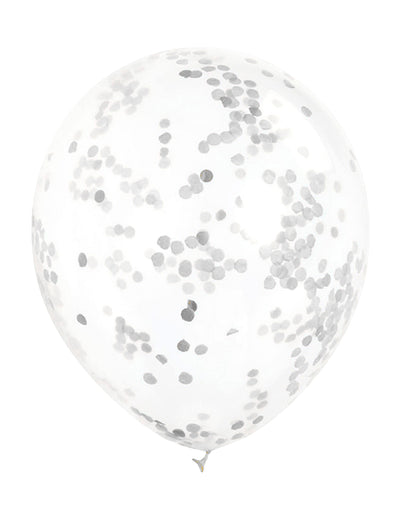 Ballons en latex à confettis transparents et argentés