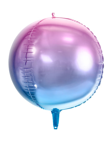 Balon sferă din aluminiu roz și albastru gradient 35 cm heliu gonflabil