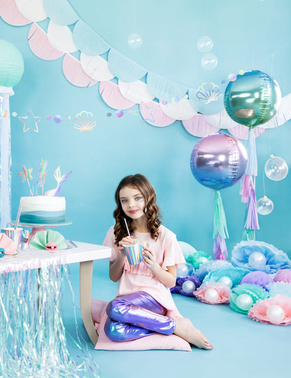 Balon sferă din aluminiu roz și albastru gradient 35 cm heliu gonflabil