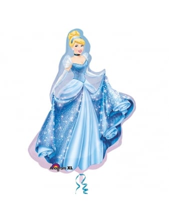 Ballon aluminium Cendrillon bleu scintillant