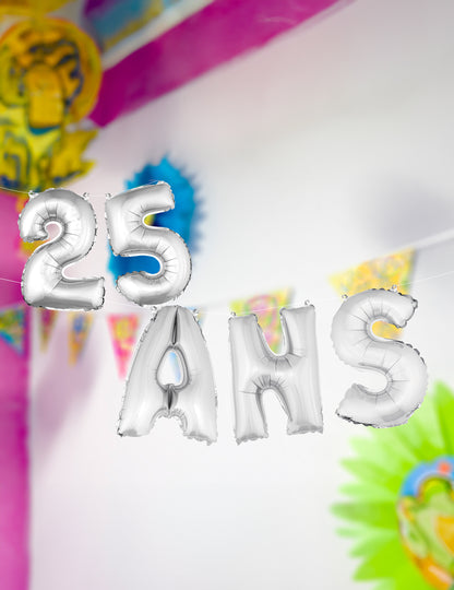 Baloane din folie argintie cu literele „ani” (36) cm pentru decorare