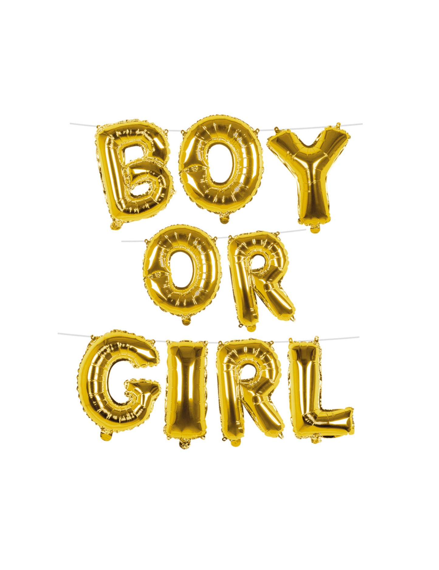 Ghirlandă de baloane aurii cu literele „băiat” sau „fată”, 4m